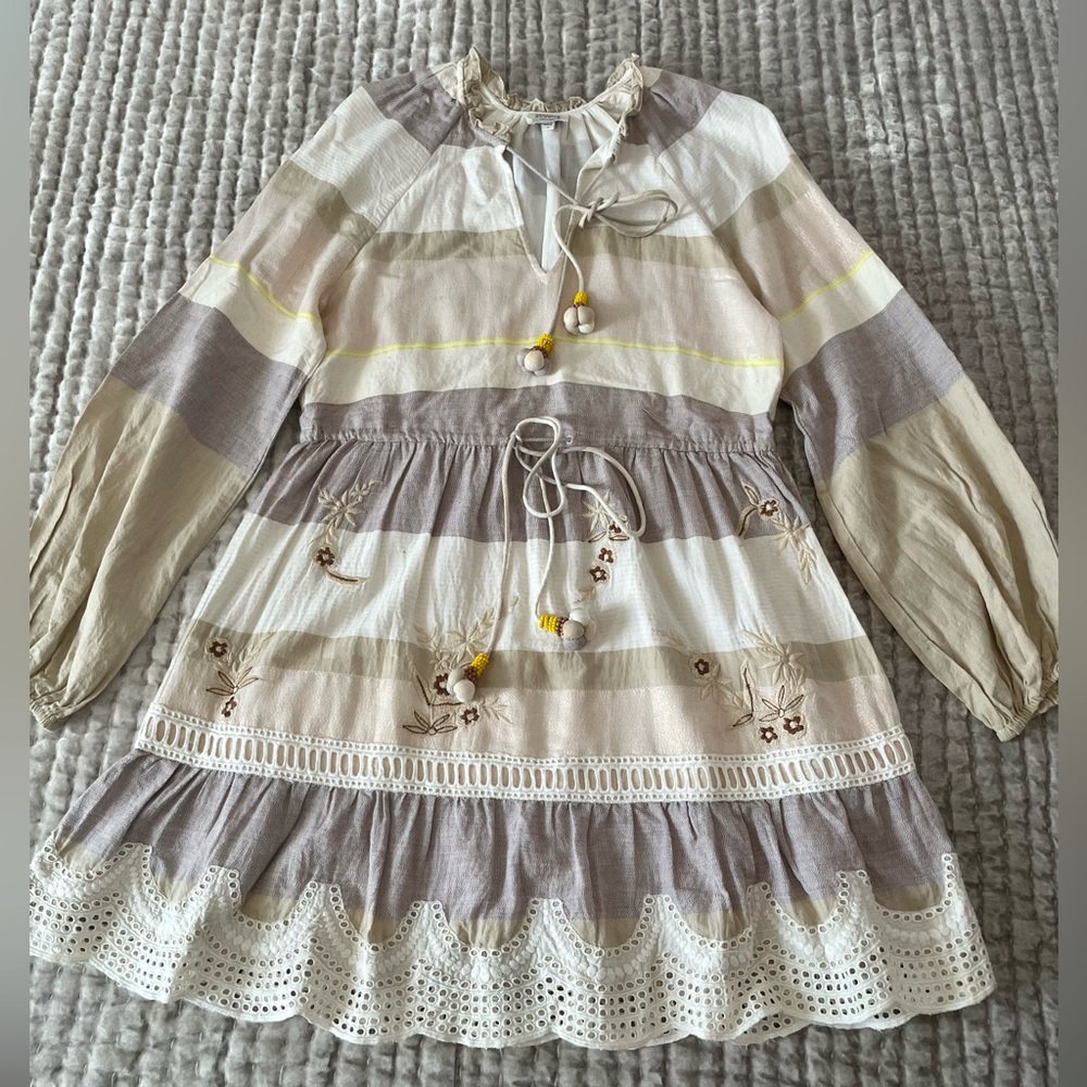 Hemant & Nandita Mana Cotton Boho Dress with Tassels